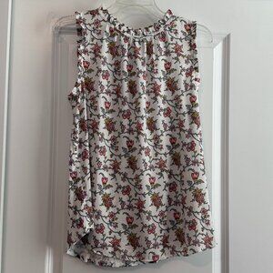 LOFT White Floral Tank Top Medium Good Condition